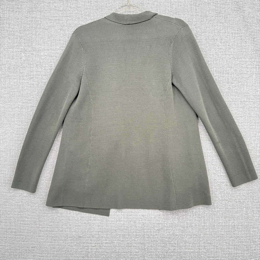 Eileen Fisher Olive Green Open-Front Knit Cardigan - Picture 3 of 9